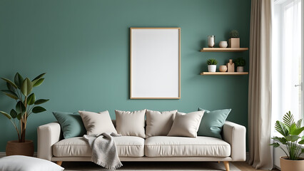 Chic living room design exhibiting a comfortable sofa with stylish cushions and a textured throw