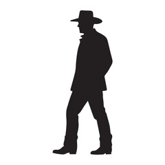 Cowboy Silhouette Vector Illustration Cowboy SVG Bundle white background.