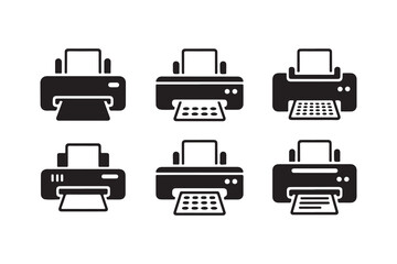 Vector illustration of a printer icon set, including different types. Various Printer Icons