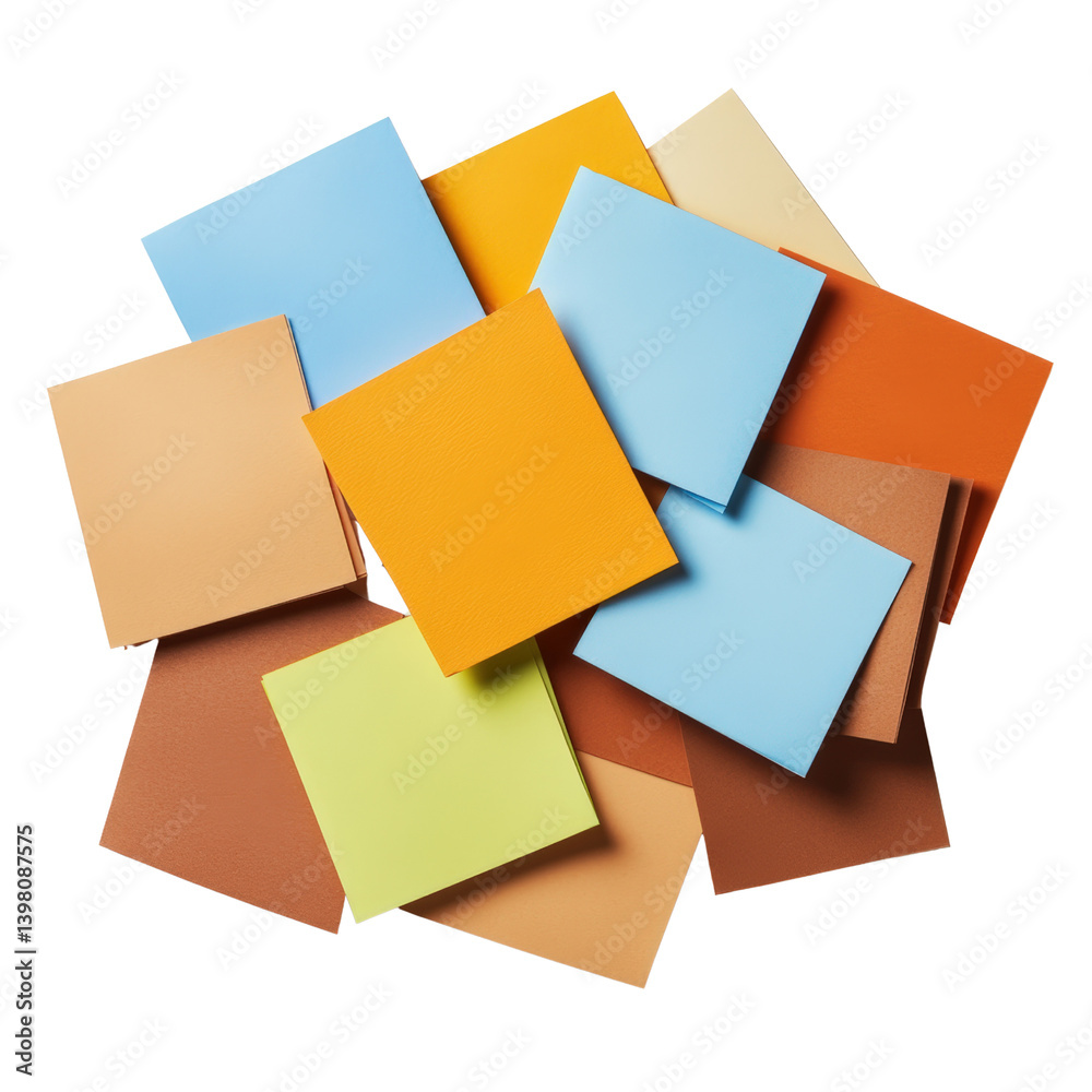 Poster vibrant pile of colored paper sheets in various shades creating a colorful and artistic display with
