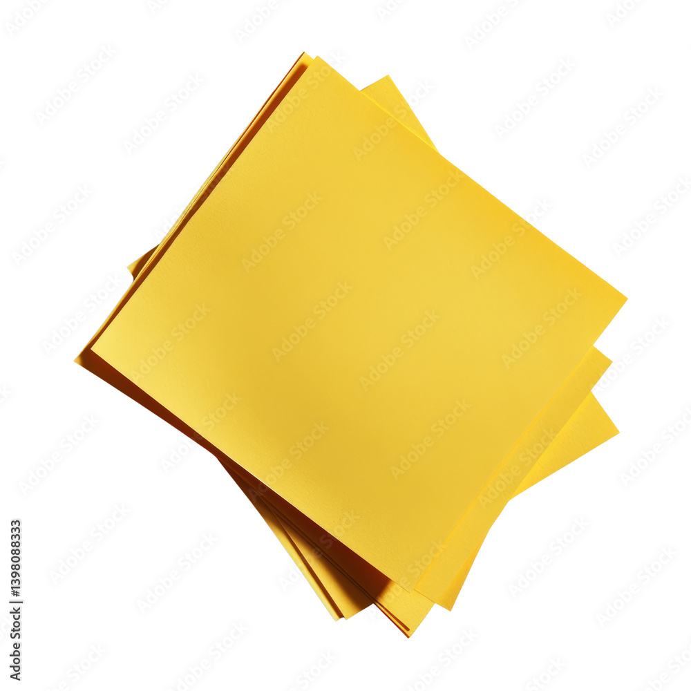 Poster stack of bright yellow paper sheets organized neatly with a cheerful color scheme ideal for office a