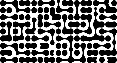 Seamless Abstract Pattern Featuring Interconnected Black Blobs On A White Background