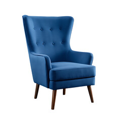 Isolated blue leather armchair comfortable furniture.