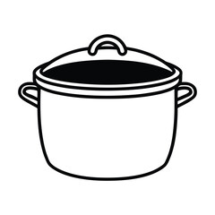 Black And White Pot Vector Illustration Featuring Cooking Utensil And Kitchenware Design