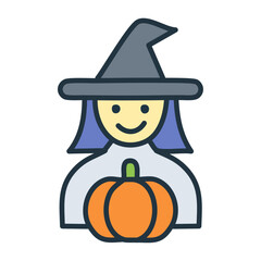 halloween witch with pumpkin 