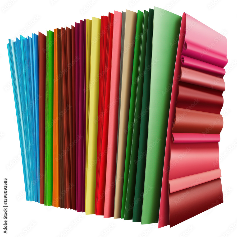 Poster a neatly organized stack of colored paper in various shades ready for use in crafts and creative pro