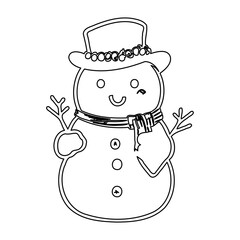 Festive snowman line drawing evoking winter cheer and holiday spirit