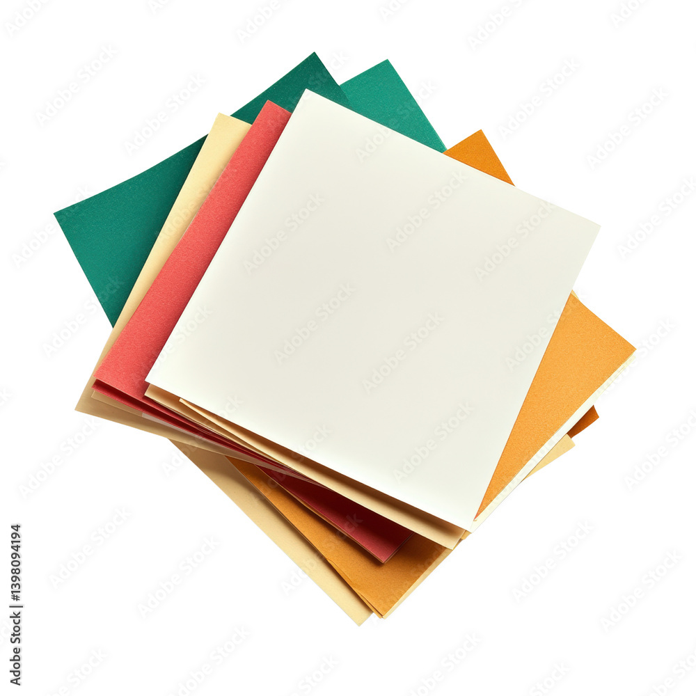 Poster a well-organized stack of colorful paper sheets displayed together for creative use in art projects 