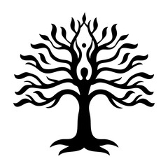 Abstract Stylized Tree of Life Symbol Human Figure Nature Spirituality