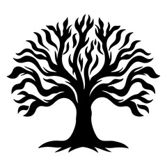 Stylized Black Tree Silhouette Illustration Graphic Design Element
