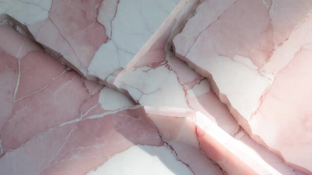 Pink marble surface showcasing multiple eye-catching contrasting veins.