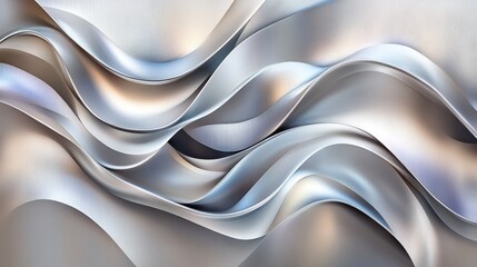 Abstract image with smooth, flowing curves in silver and shades of purple