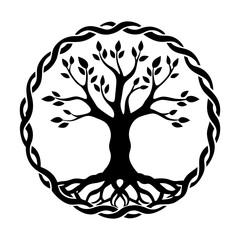 Celtic Tree of Life Symbol Encircled by an Intricate Knotwork Design a Powerful Image of Roots Branches and Intertwined Existence