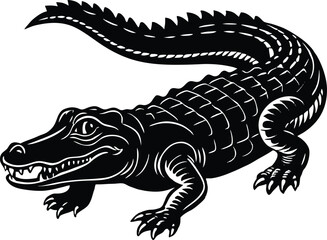 Alligator silhouette vector and illustration