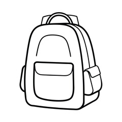 Fototapeta premium Black And White Line Art Of A Backpack With Pockets Illustration