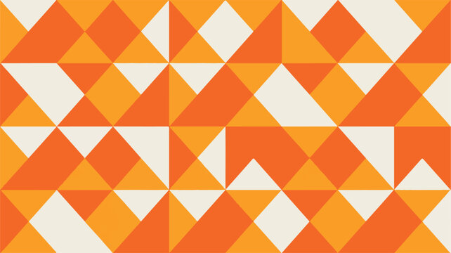 Geometric Triangle Pattern With Orange And White Creating A Modern Background