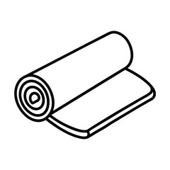 Minimalist Outline Illustration Of A Rolled Up Yoga Mat Icon Vector