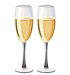 Bubbles and Bliss: A captivating pair of champagne flutes, filled to the brim with sparkling bubbly, poised for a toast, inviting viewers to share in the moment of celebration and joy.
