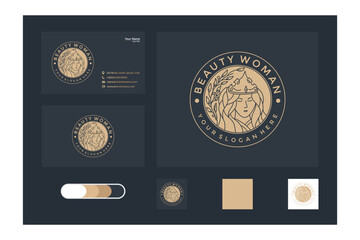 Beige And Brown Circular Logo Design Elements On Dark Background
