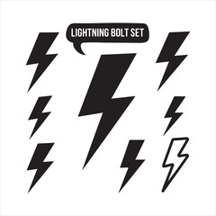 Lightning Bolt set black silhouette
