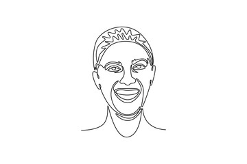 woman sulking, frowning and looking upset, distressed frustrated face expression. Expression concept. Single line draw design. Vector graphic illustration