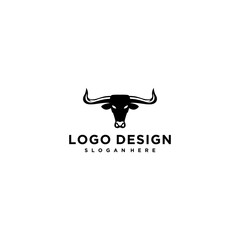 Black And White Bull Head Logo Design