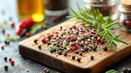 Aromatic Spice Blend on Rustic Wooden Board