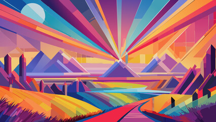 Create a dynamic abstract background gradient vector showcasing a blend of geometric shapes and soft, flowing gradients, emphasizing contrasting textures