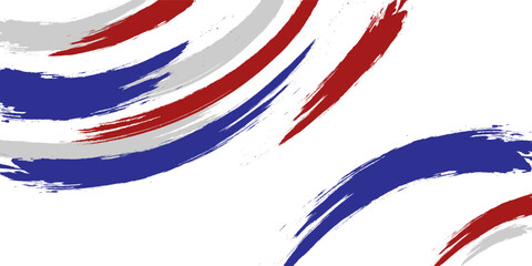 Creative blue red and white abstract grunge texture background for sport with brush stroke and halftone effect