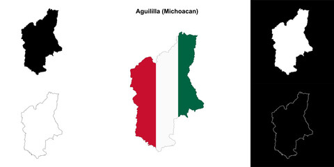 Aguililla municipality (Michoacan) outline map set