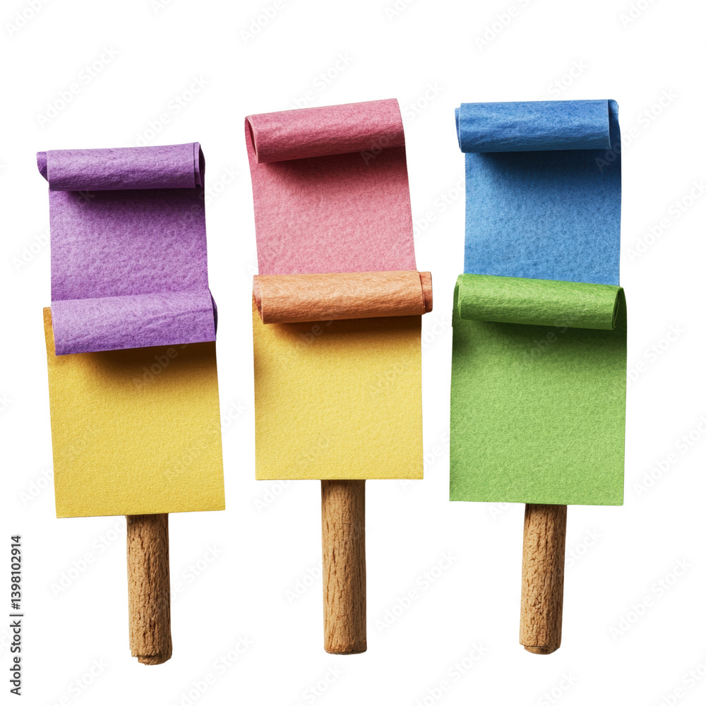 Poster three colorful paper boxes stacked together displaying unique patterns and bright colors ideal for s