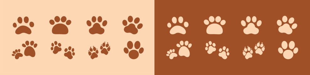 Cat or dog paw icon. Paw icon. Dog, cat paw icon. Zoo, vet logo element. Paw print vector symbol. Vector illustration.