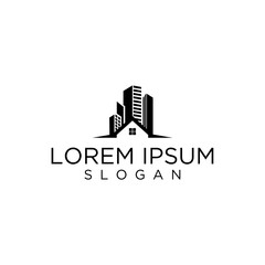 Black and White Minimalist Cityscape Logo Design