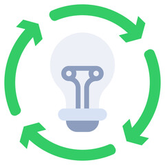 Idea Process Flat Icon, Bulb Flat Icon, Solid Color Flat Icon Symbol