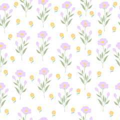 coquette seamless flowers pattern. Delicate petals and vibrant blossoms create an artistic and vintage botanical illustration. Perfect for wallpaper, fabric, wrapping paper and more.