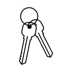 Two Keys On Ring Minimalist Line Art Icon Security Concept Vector Illustration