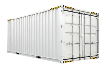 White shipping container isolated on transparent background