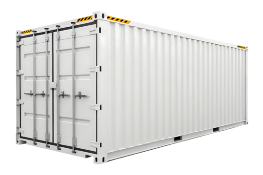 White shipping container isolated on transparent background