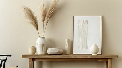 Beautiful Apartment, Sofa, Chair, Dining Table wall Mockup Interior design of modern living room