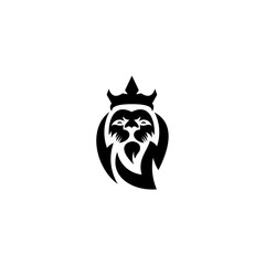 Black And White Stylized Lion With Crown
