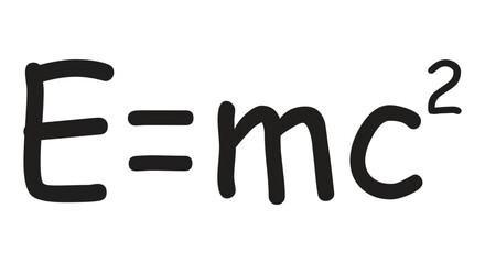The famous formula  E=mc2 vector calligraphy. Formula expressing the equivalence of mass and energy.