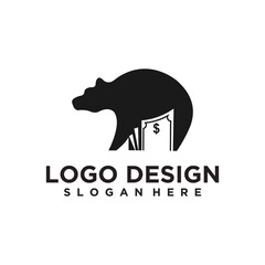 Black Bear Silhouette Logo Design on White Background