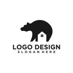 Black Bear Silhouette House Logo Design