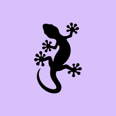 Fototapeta premium Gecko Silhouette Vector on Pastel Background