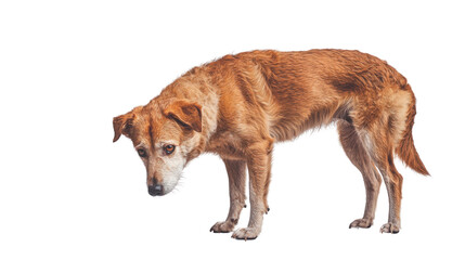Fototapeta premium Curious dog with cutout background studio setting animal portrait indoor environment side view captivating expression