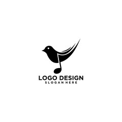 Black Bird Music Note Logo Design
