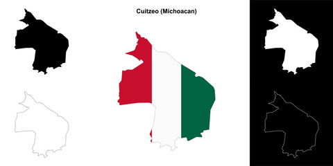 Cuitzeo municipality (Michoacan) outline map set