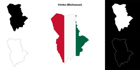 Irimbo municipality (Michoacan) outline map set