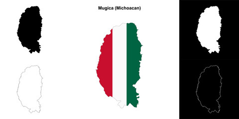 Mugica municipality (Michoacan) outline map set