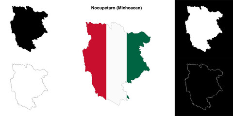 Nocupetaro municipality (Michoacan) outline map set